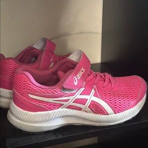Asics Pink and White Sneakers with Velcro Closure